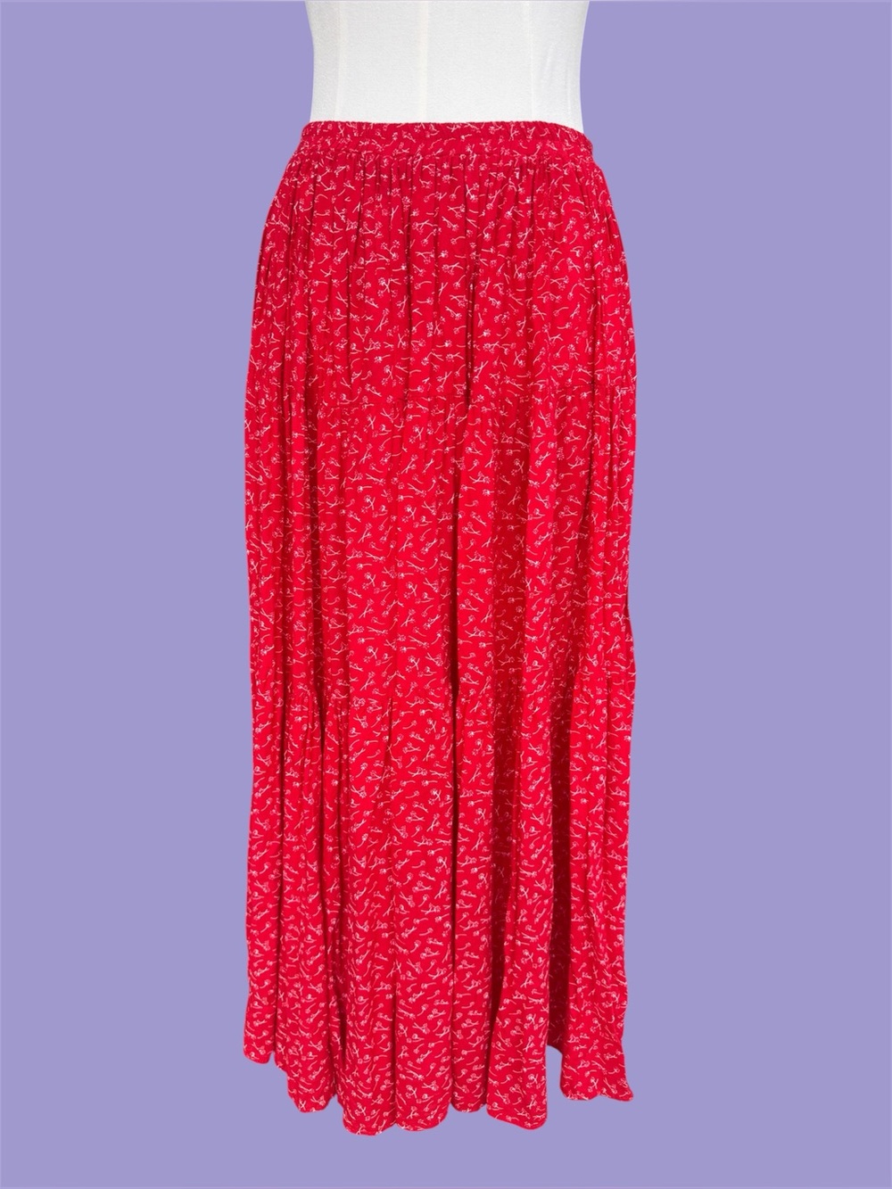 Vintage Western Rayon Tiered Cowgirl Rodeo Desert USA Americana Maxi Skirt O/S
